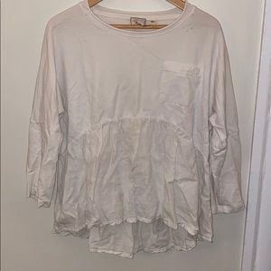 White linen and cotton peplum long sleeve